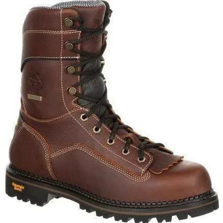 Men's work & safety boots with a padded collar for ankle comfortGeorgia Men's AMP LT 9" Logger Low Heel WP Work Boot - Brown - GB00237 Men's work & safety boots with a padded collar for ankle comfortGeorgia Men's AMP LT 9" Logger Low Heel WP Work Boot - Brown - GB00237
