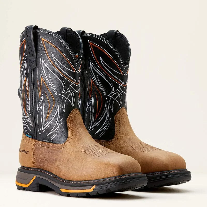 Men's carbon fiber toe work & safety boots for lightweight protectionAriat Men's Tan & Black Big Rig BOA Waterproof Composite Toe Cowboy Work Boot 10053617 Men's carbon fiber toe work & safety boots for lightweight protectionAriat Men's Tan & Black Big Rig BOA Waterproof Composite Toe Cowboy Work Boot 10053617