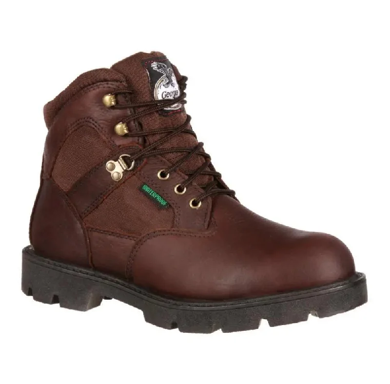 Men's work & safety boots with a moisture - wicking lining for dry feetGeorgia Boot Mens 6â€? Brown Steel Toe Waterproof Work Boot G105