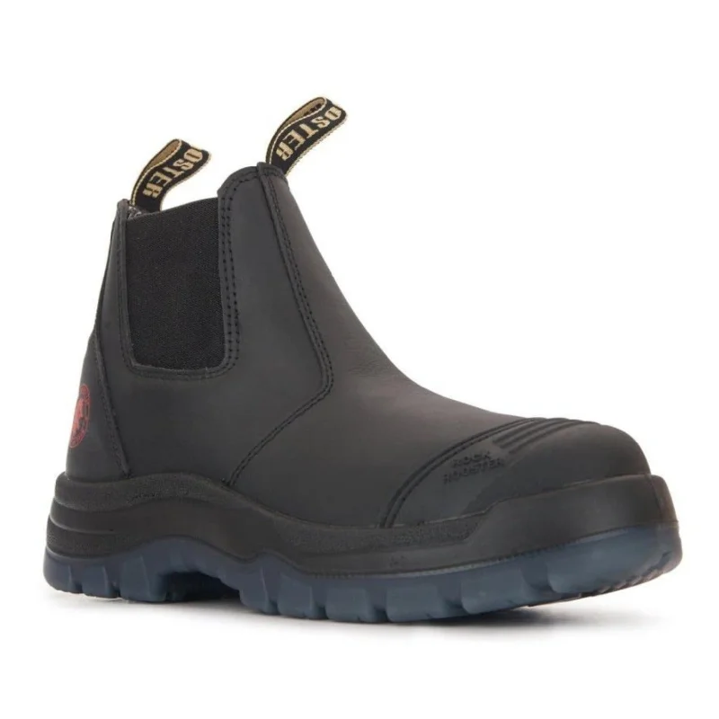 Men's metatarsal guard work & safety boots for heavy - duty tasksROCKROOSTER Bakken Black 6 inch Pull on Leather Work Boots AK227