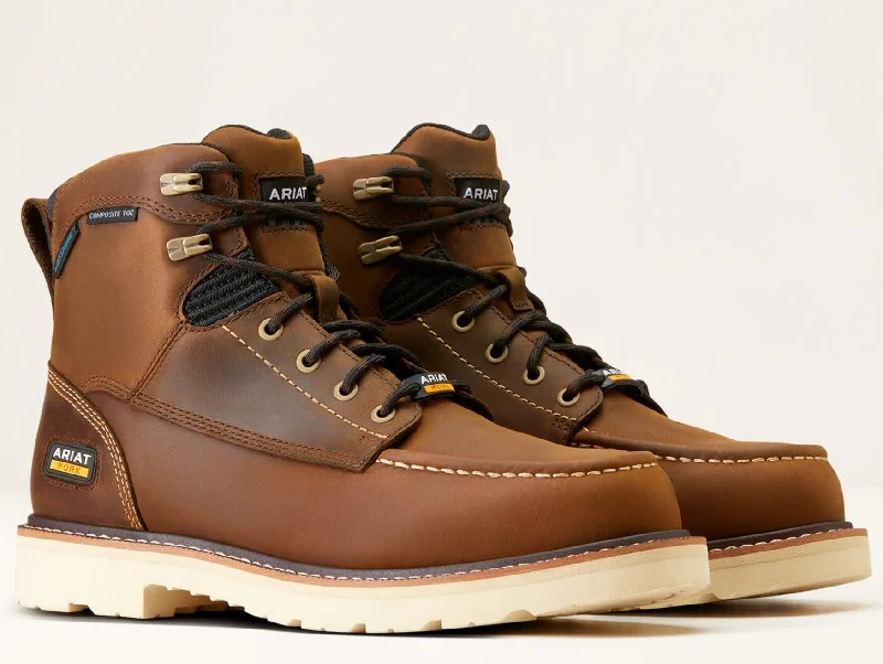 Men's work & safety boots with a durable rubber outsole for traction on rough terrainAriat Men's Rebar Lift 6" Comp Toe WP Work Boot - Brown - 10046876 Men's work & safety boots with a durable rubber outsole for traction on rough terrainAriat Men's Rebar Lift 6" Comp Toe WP Work Boot - Brown - 10046876