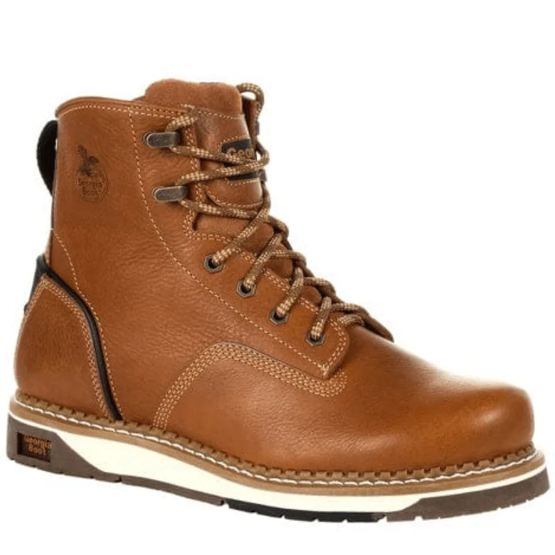Men's shock - absorbing work & safety boots for long - hours standingGeorgia Boot Men's Amp LT Brown Wedge Round Toe Work Boot GB00347 Men's shock - absorbing work & safety boots for long - hours standingGeorgia Boot Men's Amp LT Brown Wedge Round Toe Work Boot GB00347