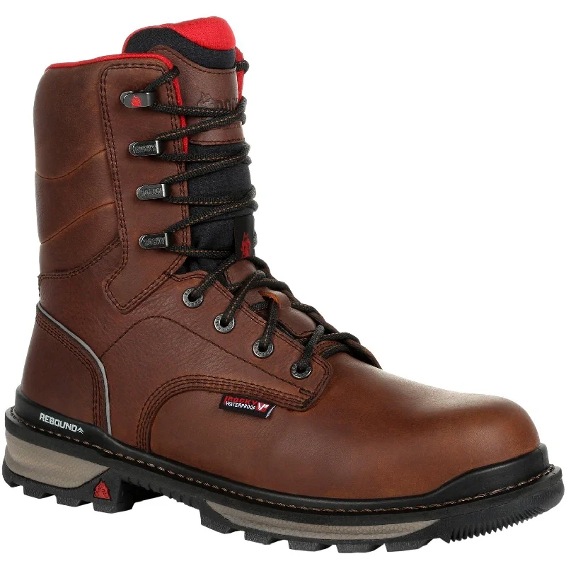 Men's anti - static work & safety boots for electronics industryRocky Men's Rams Horn 8" Waterproof Work Boot - Brown - RKK0296 Men's anti - static work & safety boots for electronics industryRocky Men's Rams Horn 8" Waterproof Work Boot - Brown - RKK0296