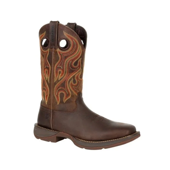 Men's work & safety boots with a gusseted tongue to keep out debrisMen's Durango Rebel Dark Chestnut Brown Wide Sq Toe Boot DDB0317