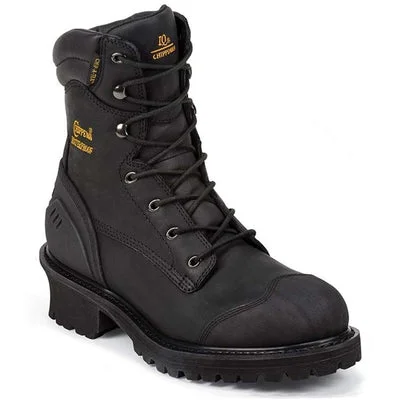 Men's work & safety boots with a reinforced heel counter for stabilityChippewa 8" Black Oiled Logger Boot 55056 Men's work & safety boots with a reinforced heel counter for stabilityChippewa 8" Black Oiled Logger Boot 55056