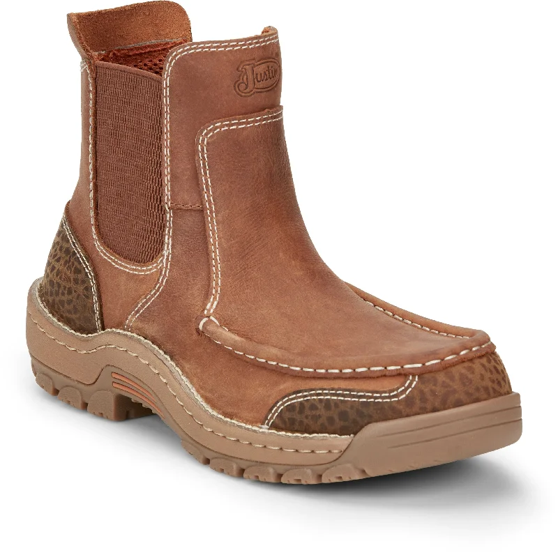 Men's work & safety boots with a cushioned midsole for comfortJustin Men's Stampede Channing Barley Brown Square Toe Work Boots SE254 Men's work & safety boots with a cushioned midsole for comfortJustin Men's Stampede Channing Barley Brown Square Toe Work Boots SE254