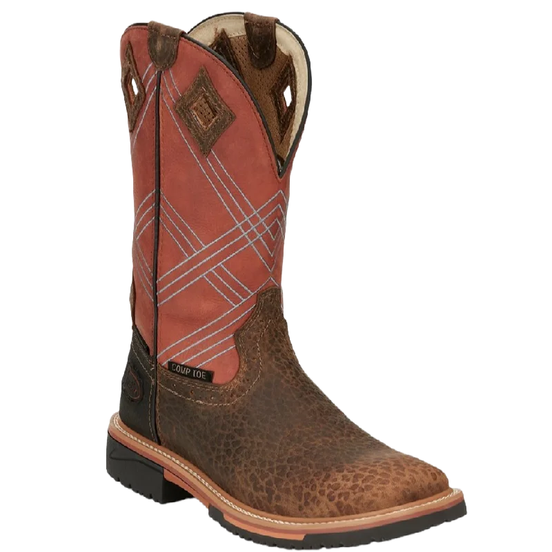 Men's work & safety boots with a durable rubber outsole for traction on rough terrainJustin® Men's Dalhart Orange Nano Square Toe Work Boots SE4218 Men's work & safety boots with a durable rubber outsole for traction on rough terrainJustin® Men's Dalhart Orange Nano Square Toe Work Boots SE4218