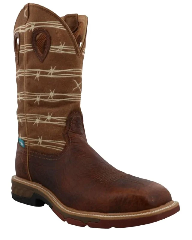Men's work & safety boots with a high - traction lug pattern for uneven groundTwisted X Men's 12" Western Work Boot - Soft Toe - MXBAW05 Men's work & safety boots with a high - traction lug pattern for uneven groundTwisted X Men's 12" Western Work Boot - Soft Toe - MXBAW05