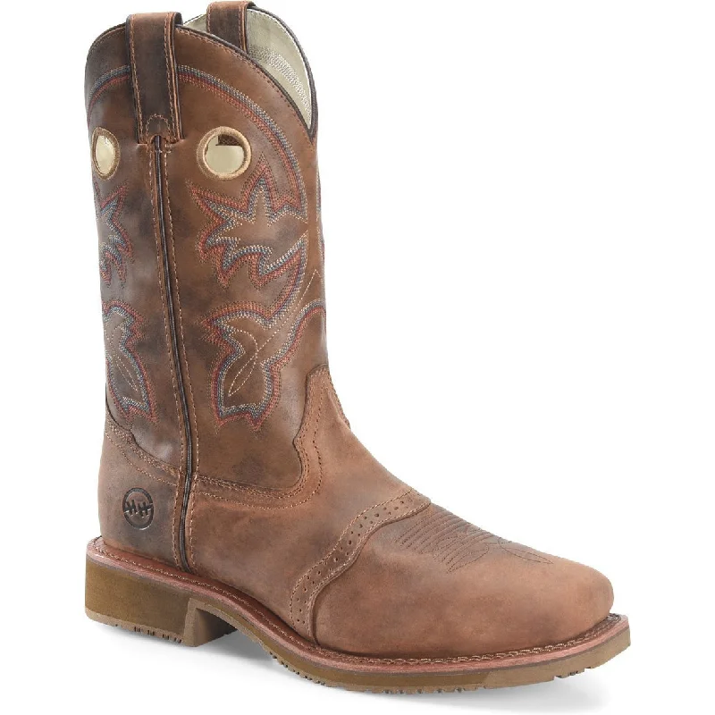 Men's work & safety boots with a flame - resistant upper for firefighting or welding workDouble H Men's Antonio 13" Square Toe Western Work Boot- Brown- DH5134