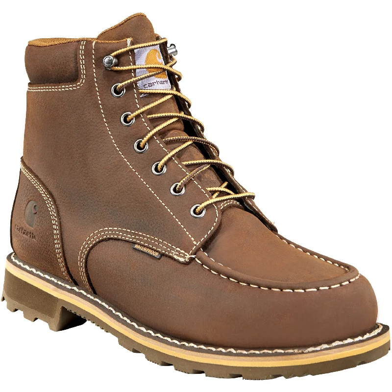 Men's work & safety boots with a durable rubber outsole for traction on rough terrainCarhartt Men's 6" Soft Toe Waterproof Work Boot - Brown - CMW6197 Men's work & safety boots with a durable rubber outsole for traction on rough terrainCarhartt Men's 6" Soft Toe Waterproof Work Boot - Brown - CMW6197