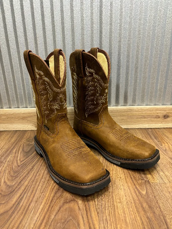 Men's work & safety boots with a reflective strip for low - light visibilityR. Watson Men's Crazy Horse Wide Square Toe Steel Toe 11" Work Boot RW1804-ST