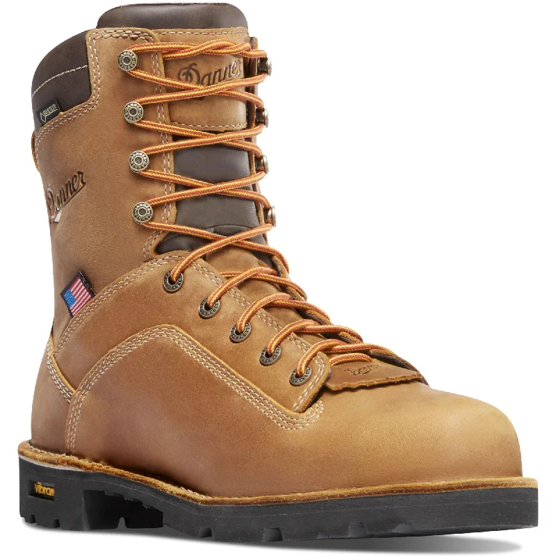 Men's work & safety boots with a reflective strip for low - light visibilityDanner Men's Quarry USA Made 8" Comp Toe Ins WP Work Boot Brown 17321