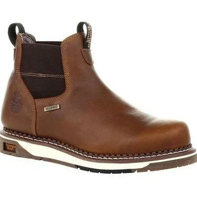 Men's work & safety boots with a breathable waterproof membrane like Gore - TexGeorgia Men's Wedge Chelsea Soft Toe WP Wedge Work Boot - Brown - GB00352 Men's work & safety boots with a breathable waterproof membrane like Gore - TexGeorgia Men's Wedge Chelsea Soft Toe WP Wedge Work Boot - Brown - GB00352
