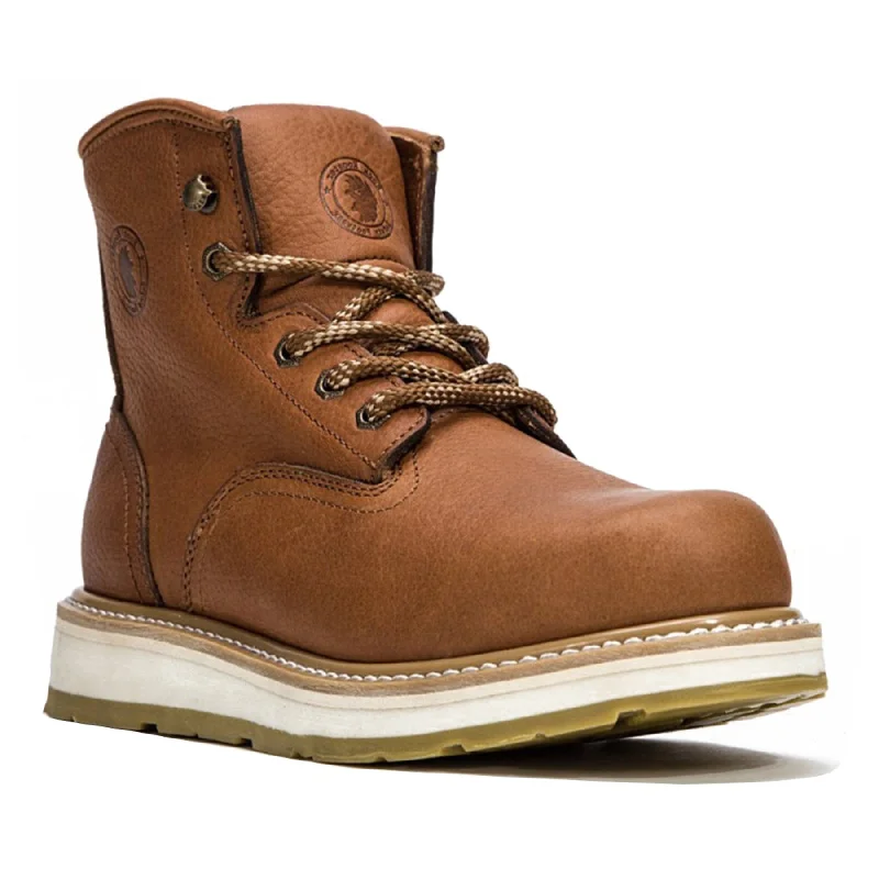 Men's work & safety boots with a high - traction lug pattern for uneven groundROCKROOSTER Roberta Men's Wedge Work Boots, Safety Water Resistant Leather Boots, ASTM 2892 AP615