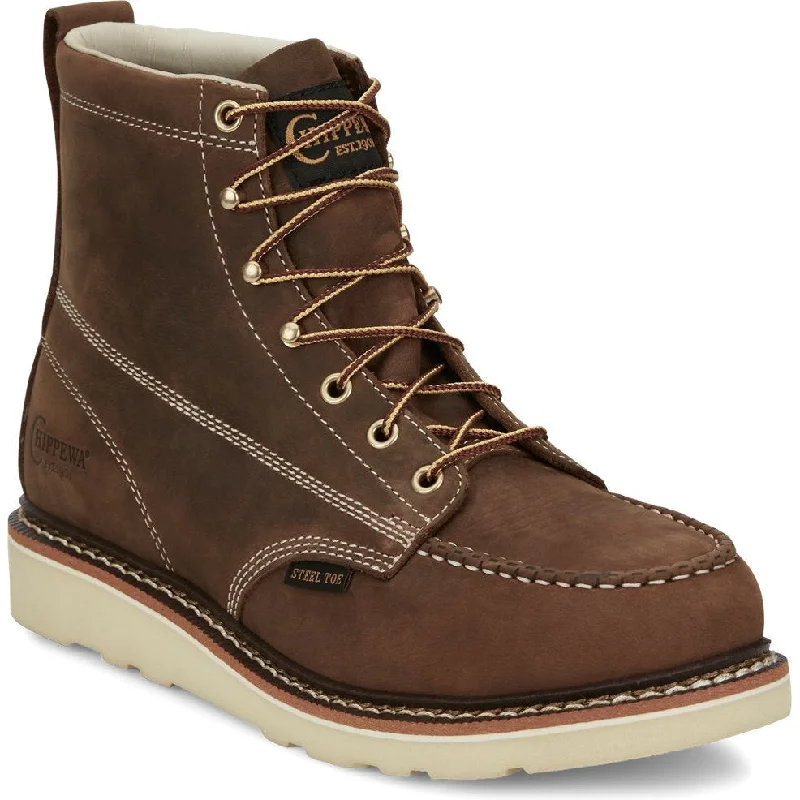 Men's waterproof steel - toe work & safety boots for wet environmentsChippewa Men's Edge Walker 6" Steel Toe Lace Up Work Boot -Brown- ED5321