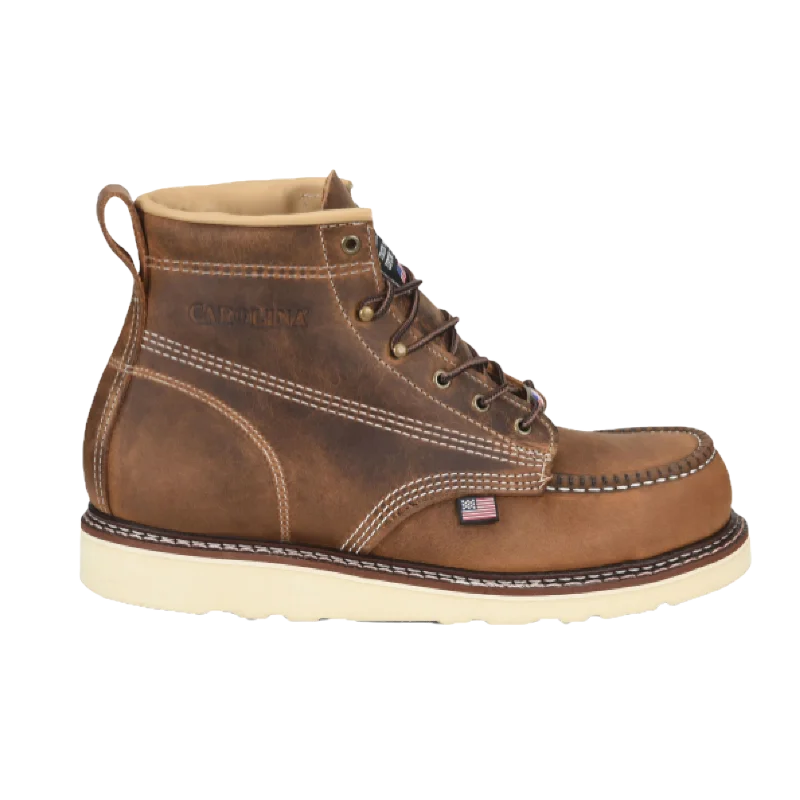 Men's work & safety boots with a chemical - resistant rubber soleCarolina® Men's Moc & Steel Toe Brown Work Boot CA7811 Men's work & safety boots with a chemical - resistant rubber soleCarolina® Men's Moc & Steel Toe Brown Work Boot CA7811