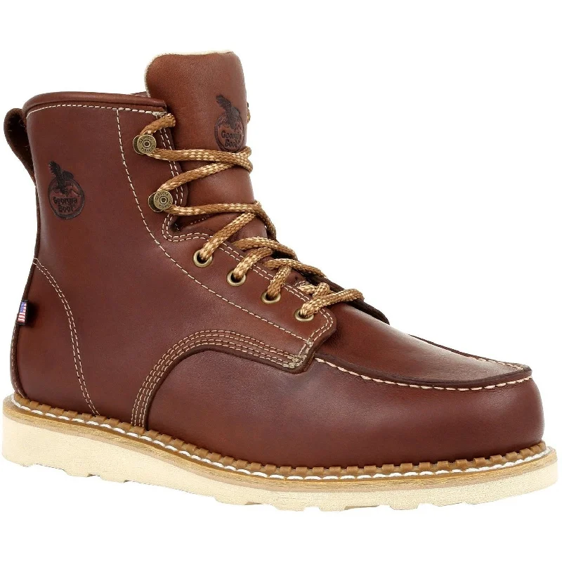 Men's anti - static work & safety boots for electronics industryGeorgia Men's 6" Soft Toe Wedge Moc Toe USA Made Wedge Work Boot - Brown - GB00358