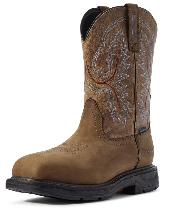 Men's work & safety boots with a quick - lace system for easy on and offAriat Men's Workhog Square Toe XT H2O Work Boots - Brown Soft Toe 10031474