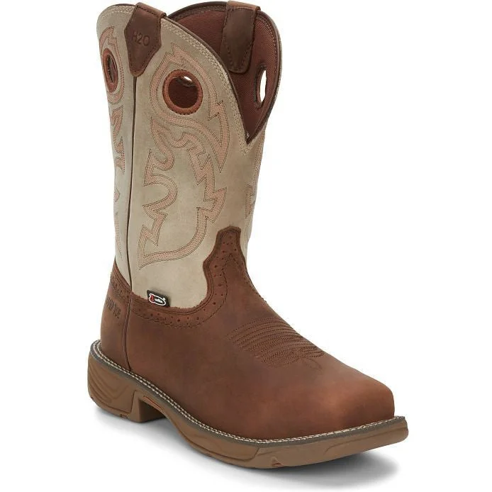 Men's work & safety boots with a durable rubber outsole for traction on rough terrainJustin Men's Rush 11" Comp Toe Western Work Boot -Tan- WK4338 Men's work & safety boots with a durable rubber outsole for traction on rough terrainJustin Men's Rush 11" Comp Toe Western Work Boot -Tan- WK4338