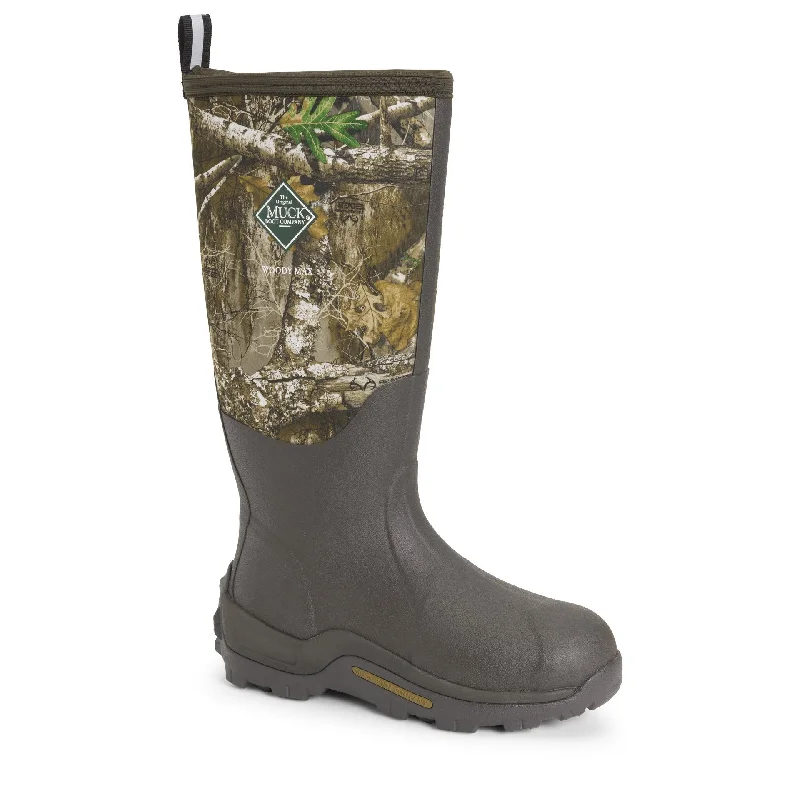 Men's work & safety boots with a high - traction lug pattern for uneven groundMuck Woody Max Brown/Realtree Edge Men's work & safety boots with a high - traction lug pattern for uneven groundMuck Woody Max Brown/Realtree Edge