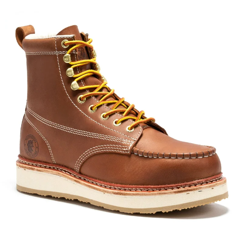 Men's work & safety boots with a high - traction lug pattern for uneven groundROCKROOSTER Norwood Men's 6 inch Brown Steel Toe Wedge Work Boots SAP621 Men's work & safety boots with a high - traction lug pattern for uneven groundROCKROOSTER Norwood Men's 6 inch Brown Steel Toe Wedge Work Boots SAP621