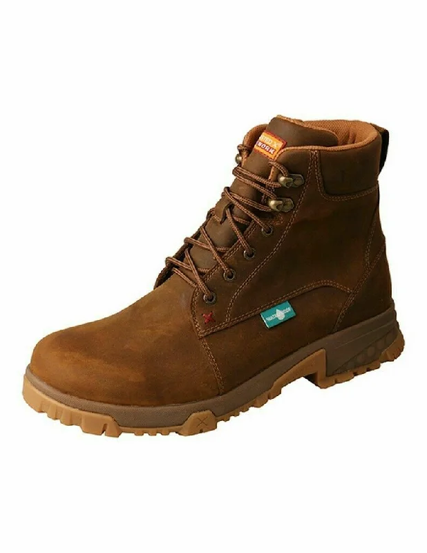 Men's electrical - hazard resistant work & safety boots with composite toeTwisted X Work Boots Mens 6" Lace Up Distressed Saddle MXCW001