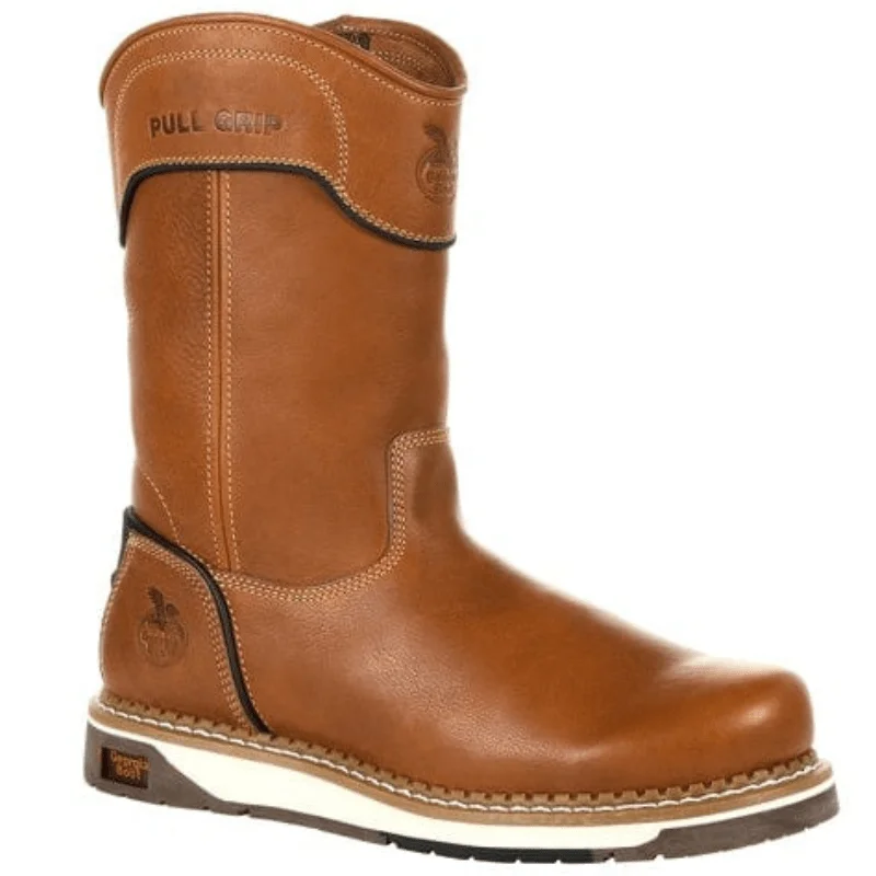 Men's electrical - hazard resistant work & safety boots with composite toeGeorgia Boot Men's AMP LT Brown Wedge Pull on Work Boot GB00349 Men's electrical - hazard resistant work & safety boots with composite toeGeorgia Boot Men's AMP LT Brown Wedge Pull on Work Boot GB00349