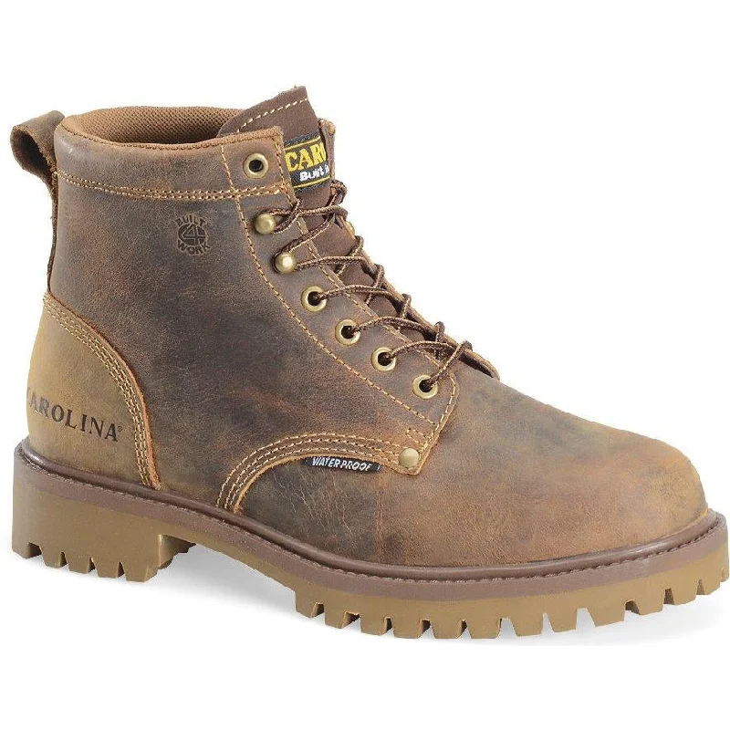 Men's work & safety boots with a high - traction lug pattern for uneven groundCarolina Men's Marlboro Lo 6" Steel Toe WP Work Boot - Brown - CA7558