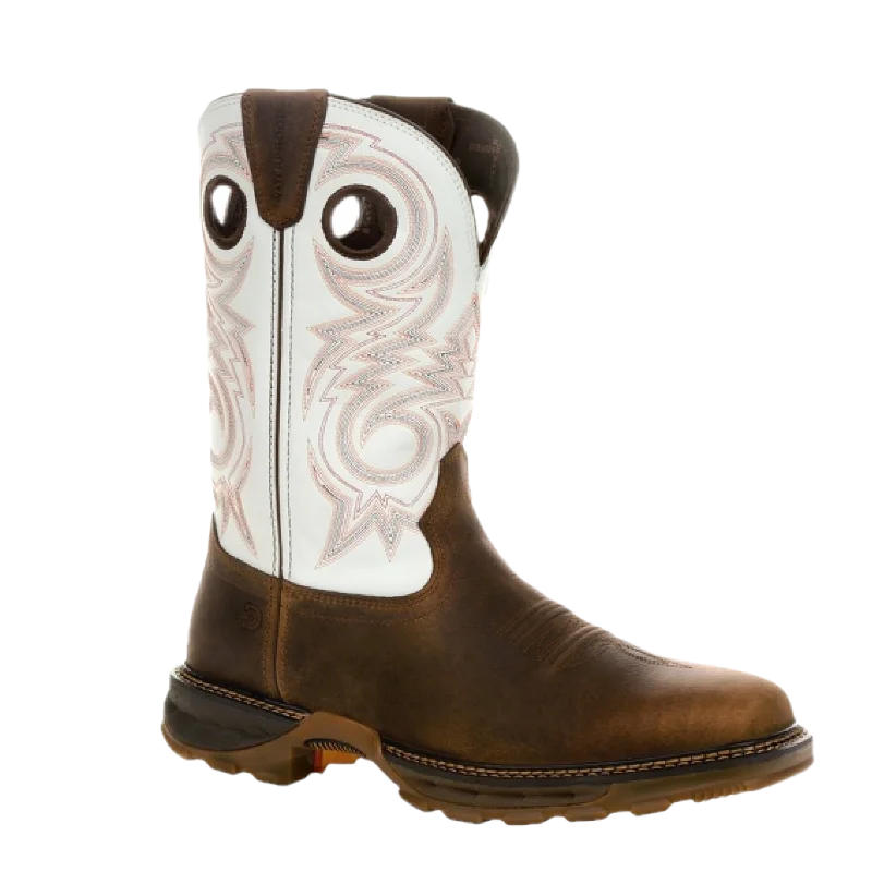 Men's heat - resistant work & safety boots for foundry jobsDurango® Men's 11" Western Chocolate & White Square Toe Boots DDB0302 Men's heat - resistant work & safety boots for foundry jobsDurango® Men's 11" Western Chocolate & White Square Toe Boots DDB0302
