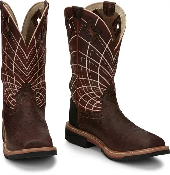 Men's work & safety boots with a high - traction lug pattern for uneven groundJustin Derrickman 12" Waterproof Composite Toe Work Boot