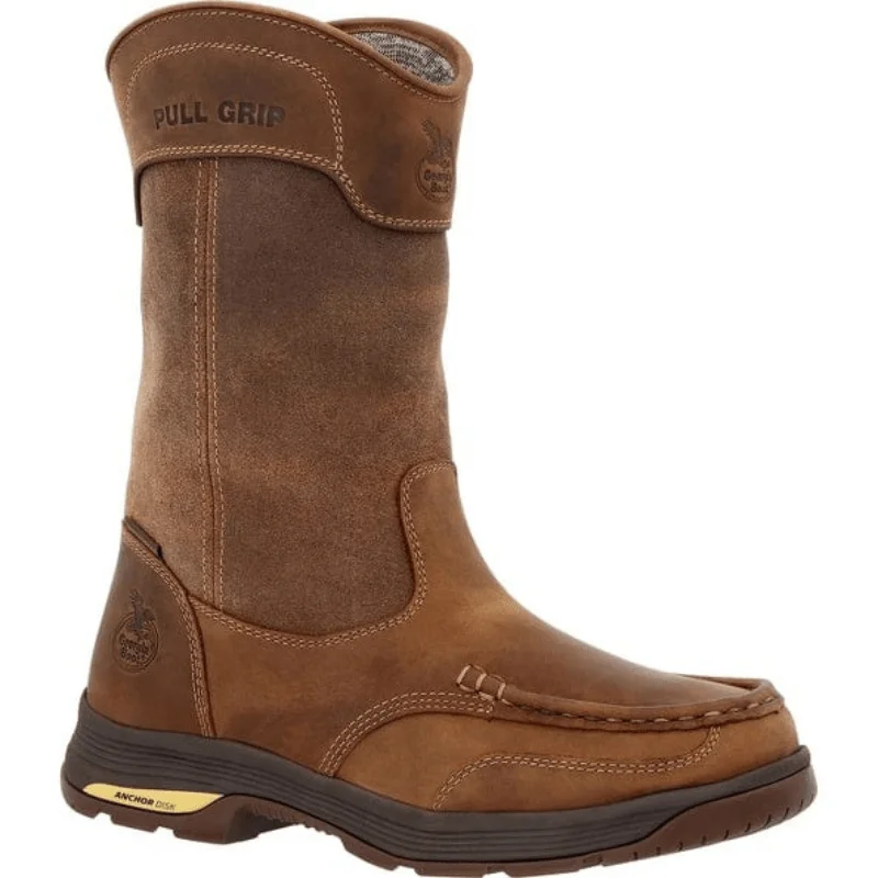 Men's work & safety boots with a high - traction lug pattern for uneven groundGeorgia Boot Men's Athens Superlyte Wellington Brown Waterproof Pull On Work Boot GB00549 Men's work & safety boots with a high - traction lug pattern for uneven groundGeorgia Boot Men's Athens Superlyte Wellington Brown Waterproof Pull On Work Boot GB00549