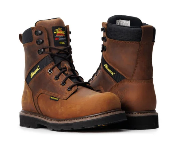 Men's non - metallic work & safety boots for airport security jobsThorogood Men's Jobsite Series Crazy Horse Brown 8″ Waterproof Insulated Composite Toe Work Boot 804-4244