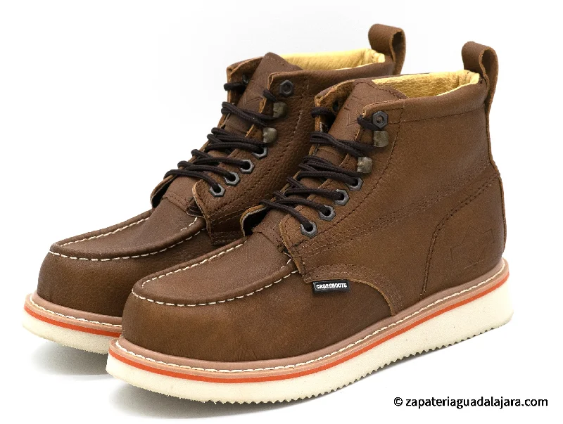 Men's work & safety boots with a flame - resistant upper for firefighting or welding workSOFT MOC TOE 5" LIGHT BROWN LEATHER WORK BOOT CB-2020MR