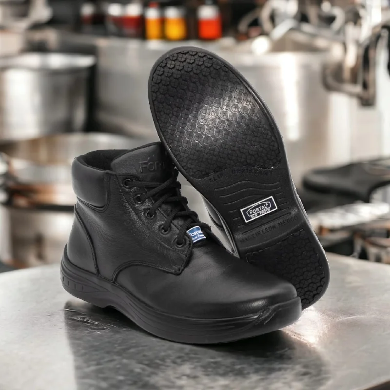 Men's work & safety boots with a durable rubber outsole for traction on rough terrainFORTAL FBP1 MEN NON-SLIP BLACK LEATHER WORK BOOT Men's work & safety boots with a durable rubber outsole for traction on rough terrainFORTAL FBP1 MEN NON-SLIP BLACK LEATHER WORK BOOT