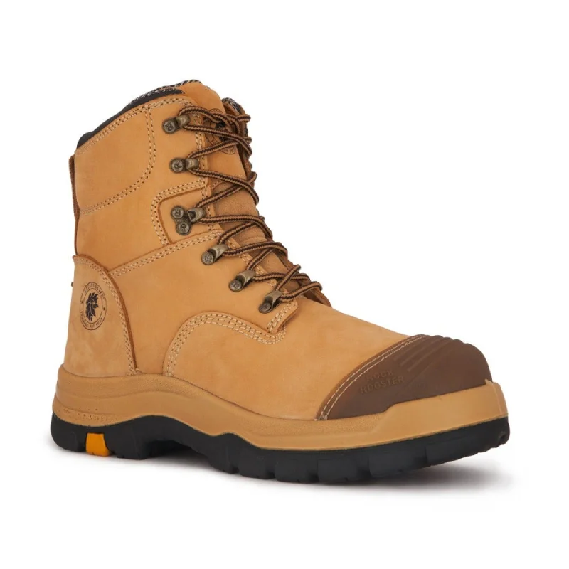 Men's non - metallic work & safety boots for airport security jobsROCKROOSTER Fort Tan 7 Inch Steel Toe Leather Asphalt Work Boots AK232 Men's non - metallic work & safety boots for airport security jobsROCKROOSTER Fort Tan 7 Inch Steel Toe Leather Asphalt Work Boots AK232