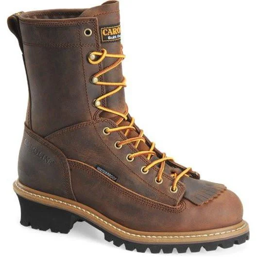 Men's waterproof steel - toe work & safety boots for wet environmentsCarolina Men's Spruce 8" Stl Toe WP Logger Work Boot - Brown - CA9824 Men's waterproof steel - toe work & safety boots for wet environmentsCarolina Men's Spruce 8" Stl Toe WP Logger Work Boot - Brown - CA9824