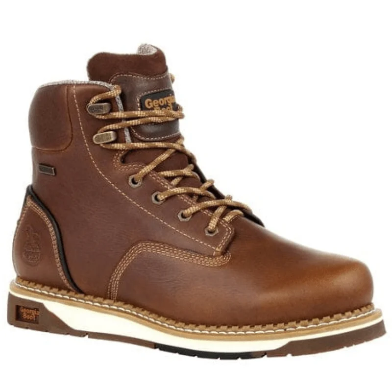 Men's chemical - resistant work & safety boots for laboratory useGeorgia Boot Men's Amp LT Brown Wedge Steel Toe Waterproof Work Boot GB00351 Men's chemical - resistant work & safety boots for laboratory useGeorgia Boot Men's Amp LT Brown Wedge Steel Toe Waterproof Work Boot GB00351