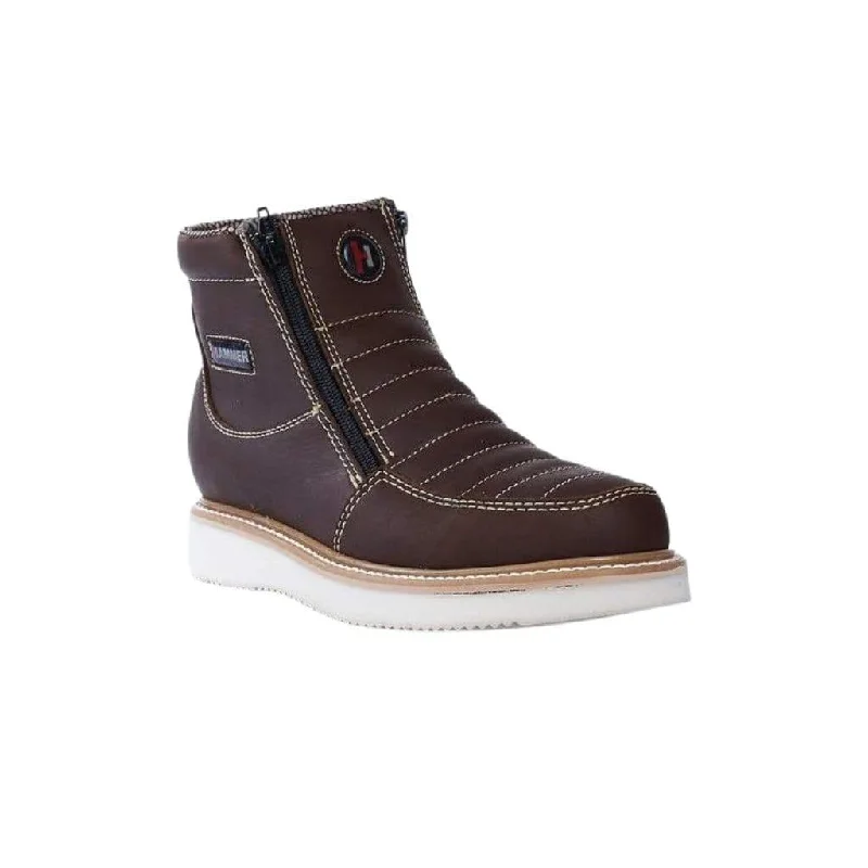 Men's work & safety boots with a toe cap made of aluminum alloyHM330 MEN Brown Short Boots Zipper