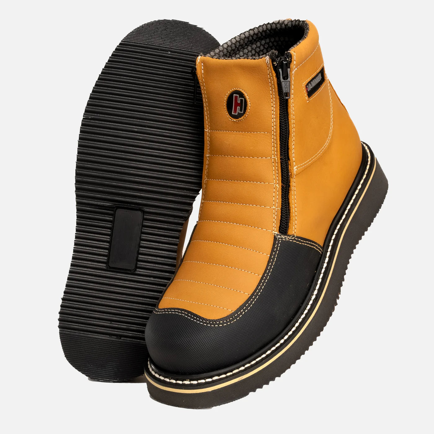 Men's heat - resistant work & safety boots for foundry jobsHM338 MEN 6" SOFT TOE DOUBLE ZIPPER BLACK/HABANNA LEATHER WORK BOOT