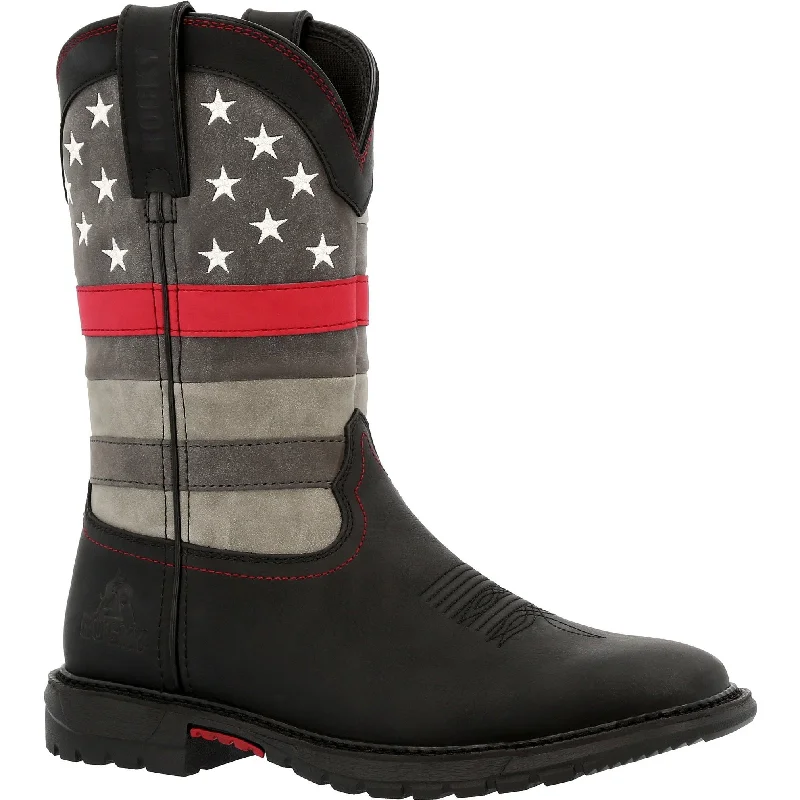 Men's work & safety boots with a moisture - wicking lining for dry feetRocky Women's Red Line 10" Square Toe Western Work Boot Black- RKD0089 Men's work & safety boots with a moisture - wicking lining for dry feetRocky Women's Red Line 10" Square Toe Western Work Boot Black- RKD0089