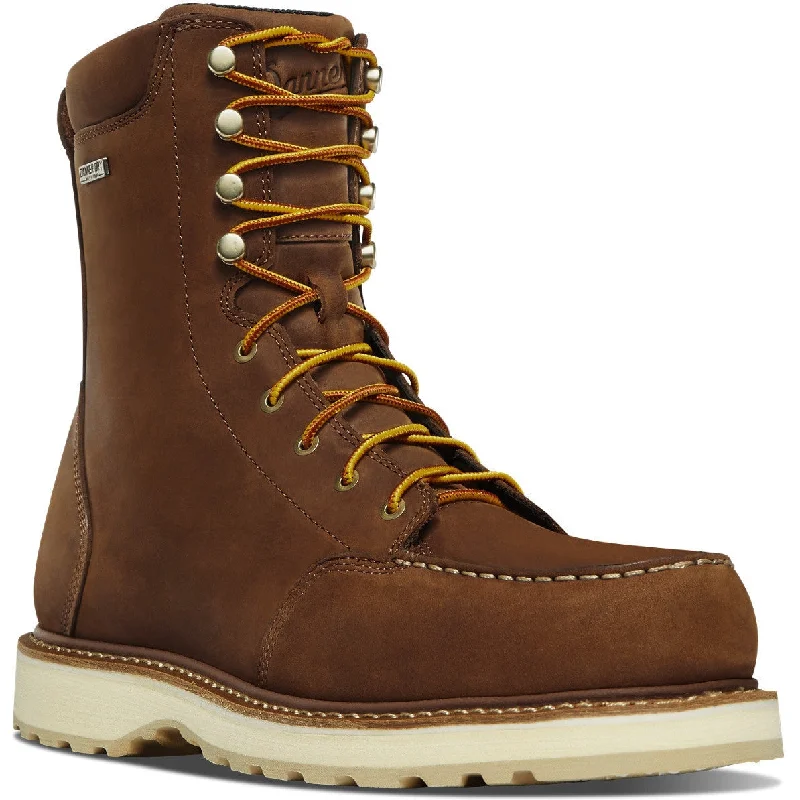 Men's work & safety boots with a removable insole for easy cleaningDanner Men's Cedar River 8" WP Plain Moc Toe Work Boot - Brown - 14302