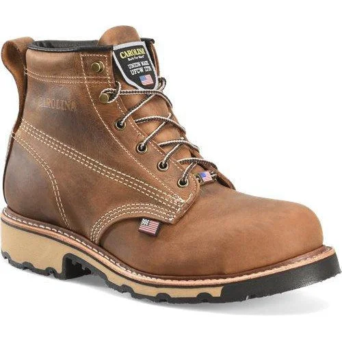 Men's work & safety boots with a quick - lace system for easy on and offCarolina Men's Ferric 6" Made in USA Work Boot - Dark Brown - CA7029 Men's work & safety boots with a quick - lace system for easy on and offCarolina Men's Ferric 6" Made in USA Work Boot - Dark Brown - CA7029