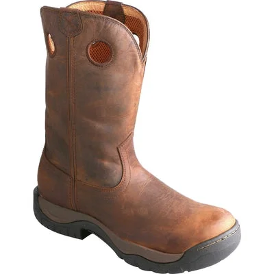 Men's work & safety boots with a cushioned midsole for comfortMens Twisted X Taupe Waterproof All Around Cowboy Boot - Round Toe - MABW001