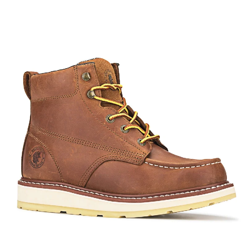 Men's carbon fiber toe work & safety boots for lightweight protectionROCKROOSTER Edgewood Men's 6 inch Brown soft toe wedge work boots AP838 Men's carbon fiber toe work & safety boots for lightweight protectionROCKROOSTER Edgewood Men's 6 inch Brown soft toe wedge work boots AP838