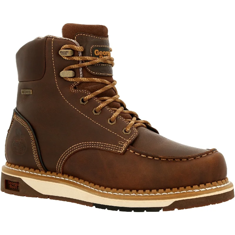 Men's electrical - hazard resistant work & safety boots with composite toeGeorgia Men's AMP LT Wedge 6" Soft Toe WP Work Boot - Brown - GB00429 Men's electrical - hazard resistant work & safety boots with composite toeGeorgia Men's AMP LT Wedge 6" Soft Toe WP Work Boot - Brown - GB00429