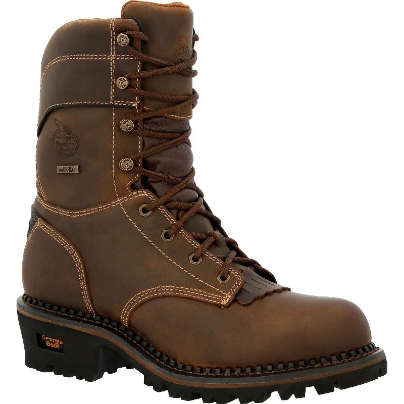 Men's work & safety boots with a flame - resistant upper for firefighting or welding workGeorgia Men's AMP LT Logger 9" Comp Toe WP 600G Ins Work Boot- GB00491 Men's work & safety boots with a flame - resistant upper for firefighting or welding workGeorgia Men's AMP LT Logger 9" Comp Toe WP 600G Ins Work Boot- GB00491