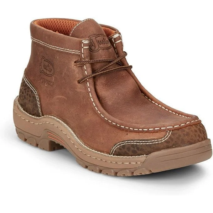 Men's puncture - resistant work & safety boots with Kevlar soleJustin Men's Crafton 4" Moc Toe WP Work Shoe -Brown- SE251 Men's puncture - resistant work & safety boots with Kevlar soleJustin Men's Crafton 4" Moc Toe WP Work Shoe -Brown- SE251