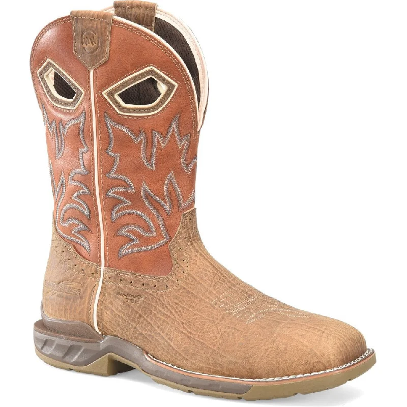 Men's work & safety boots with a durable rubber outsole for traction on rough terrainDouble H Men's Phantom Rider 11" WD SQ Comp Toe Roper Work Boot -Brown- DH5377 Men's work & safety boots with a durable rubber outsole for traction on rough terrainDouble H Men's Phantom Rider 11" WD SQ Comp Toe Roper Work Boot -Brown- DH5377