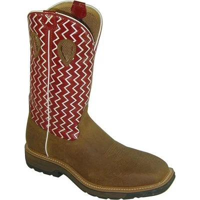 Men's work & safety boots with a high - traction lug pattern for uneven groundMen's Twisted X Lite Pull-On Work Boot - Square Toe - MLCW001