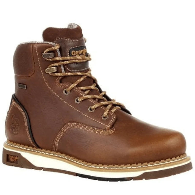 Men's carbon fiber toe work & safety boots for lightweight protectionGeorgia Boot Men's Amp LT Brown Wedge Waterproof Round Toe Work Boot GB00350 Men's carbon fiber toe work & safety boots for lightweight protectionGeorgia Boot Men's Amp LT Brown Wedge Waterproof Round Toe Work Boot GB00350